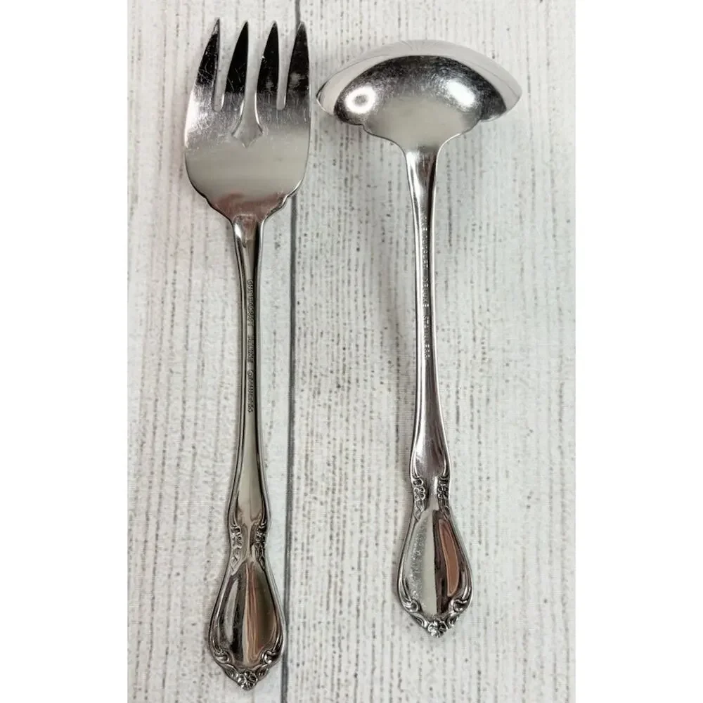 Oneidacraft Deluxe Chateau Serving Pieces Large Fork And Ladel Stainless